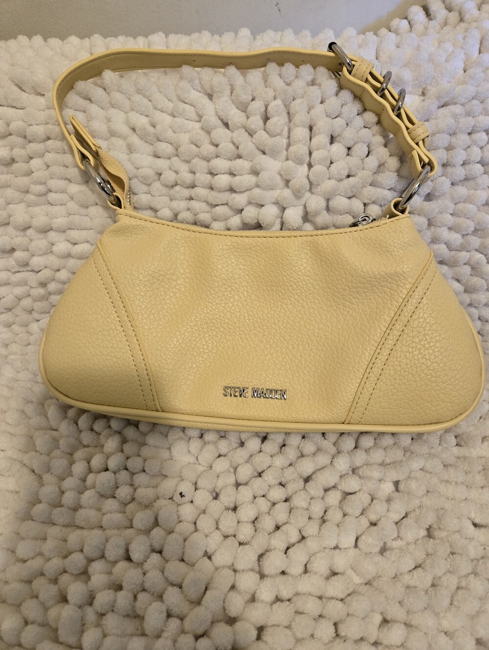 Steve Madden Pale Yellow Pebbled Leather Shoulder Bag